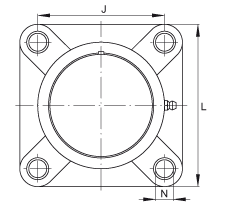軸承座單元 RCJY25-TV-VA, 四孔塑料軸承座,內圈帶平頭螺釘的外球面球軸承,耐腐蝕設計,R 型密封 軸承座單元 RCJY25-TV-VA, 四孔塑料軸承座,內圈帶平頭螺釘的外球面球軸承,耐腐蝕設計,R 型密封