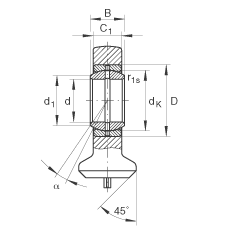 液壓桿端軸承 GK25-DO, 根據(jù) DIN ISO 12 240 標(biāo)準(zhǔn)，帶焊接面，需維護(hù)