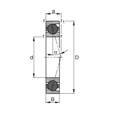 主軸軸承 HCB71932-C-T-P4S, 調節，成對或單元安裝，接觸角 α = 15°，陶瓷球，限制公差