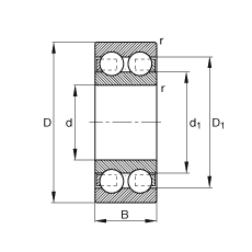 深溝球軸承 4312-B-TVH, 根據(jù) DIN 625-3 標(biāo)準(zhǔn)的主要尺寸，雙列