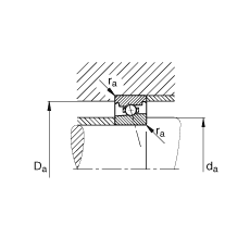 主軸軸承 HS71908-C-T-P4S, 調(diào)節(jié)，成對安裝，接觸角 α = 15°，限制公差