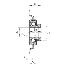 吊裝式軸承座單元 MSTU30, 鋼板軸承座，帶偏心鎖圈的外球面球軸承，P型密封，帶再潤滑結構
