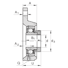 軸承座單元 PCFTR30, 帶三個螺栓孔的法蘭的軸承座單元,鑄鐵,偏心鎖圈,P型密封 軸承座單元 PCFTR30, 帶三個螺栓孔的法蘭的軸承座單元,鑄鐵,偏心鎖圈,P型密封