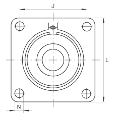 軸承座單元 PCCJ25, 帶四個螺栓孔的法蘭的軸承座單元，鑄鐵，雙列角接觸球軸承，P 型密封